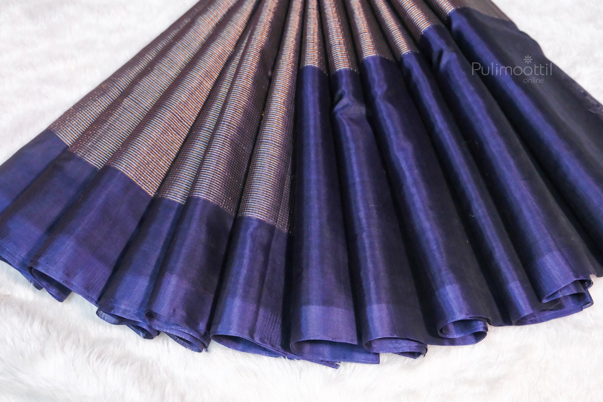 Navy Blue Colour Cotton Silk Saree