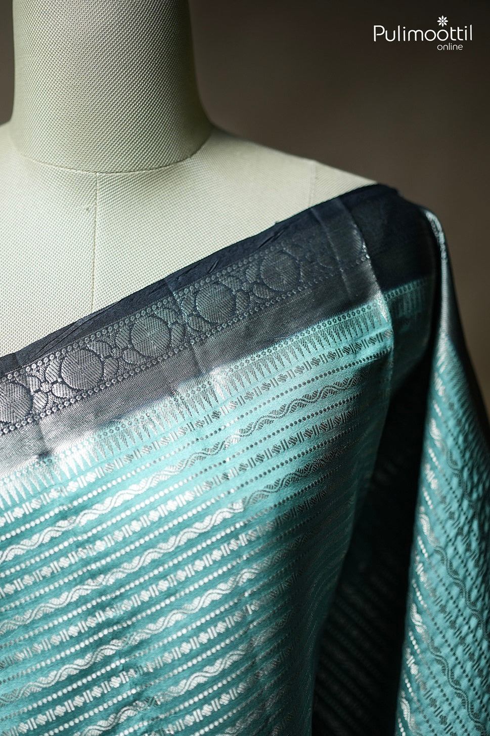 Pastel Blue Chiniya Silk Saree