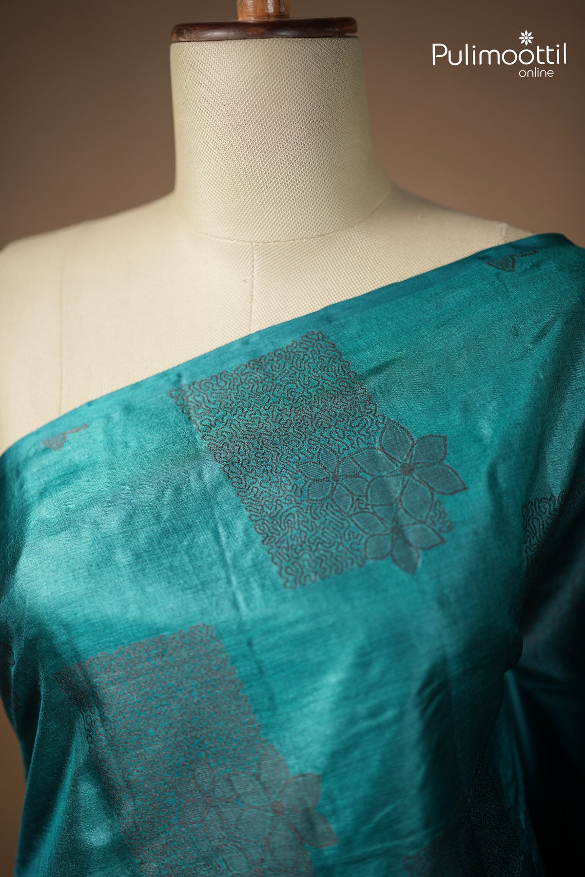 Dark Sky Blue Colour Tussar Silk Saree