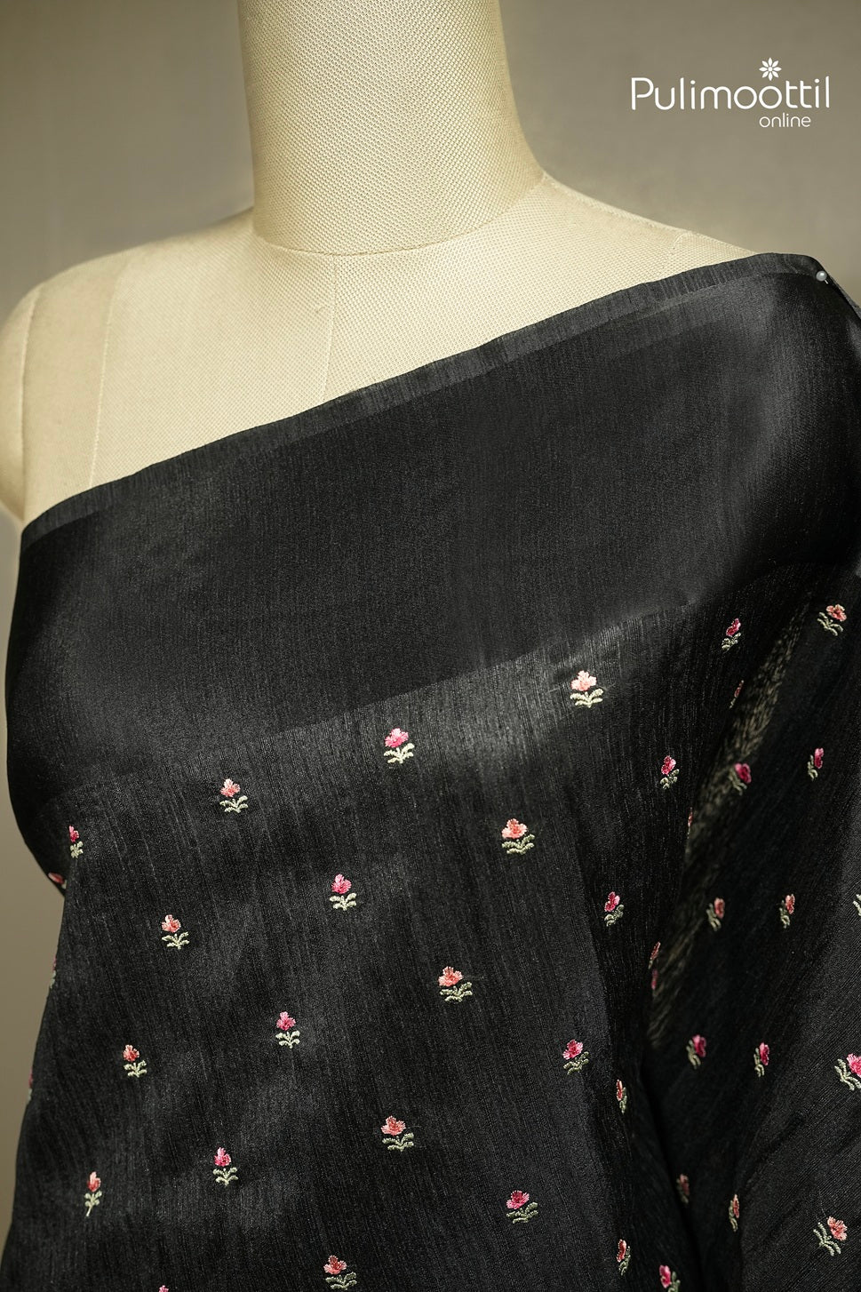 Black Colour Semi Jute Silk Saree