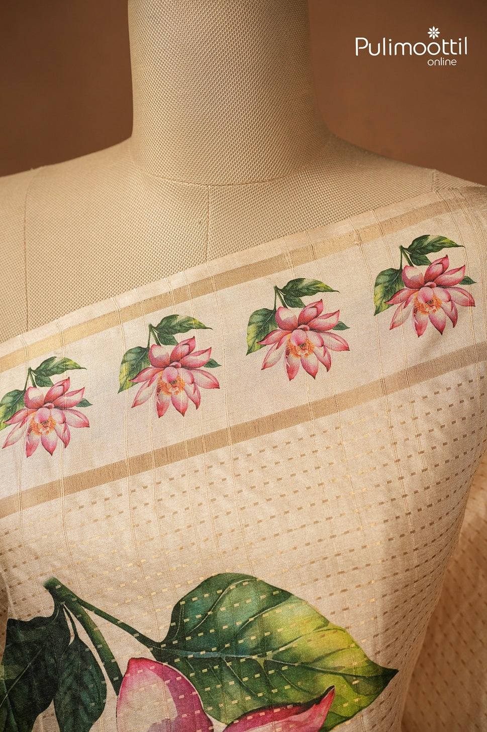 Ivory Colour Semi Jute Traditional Saree