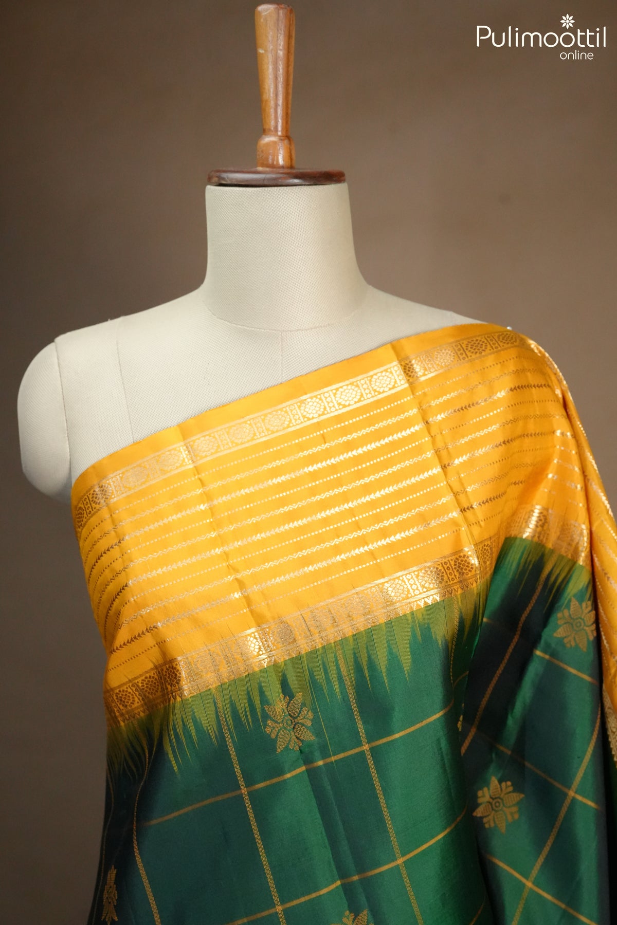 Bottle Green Colour Kanchipuram Designer Saree