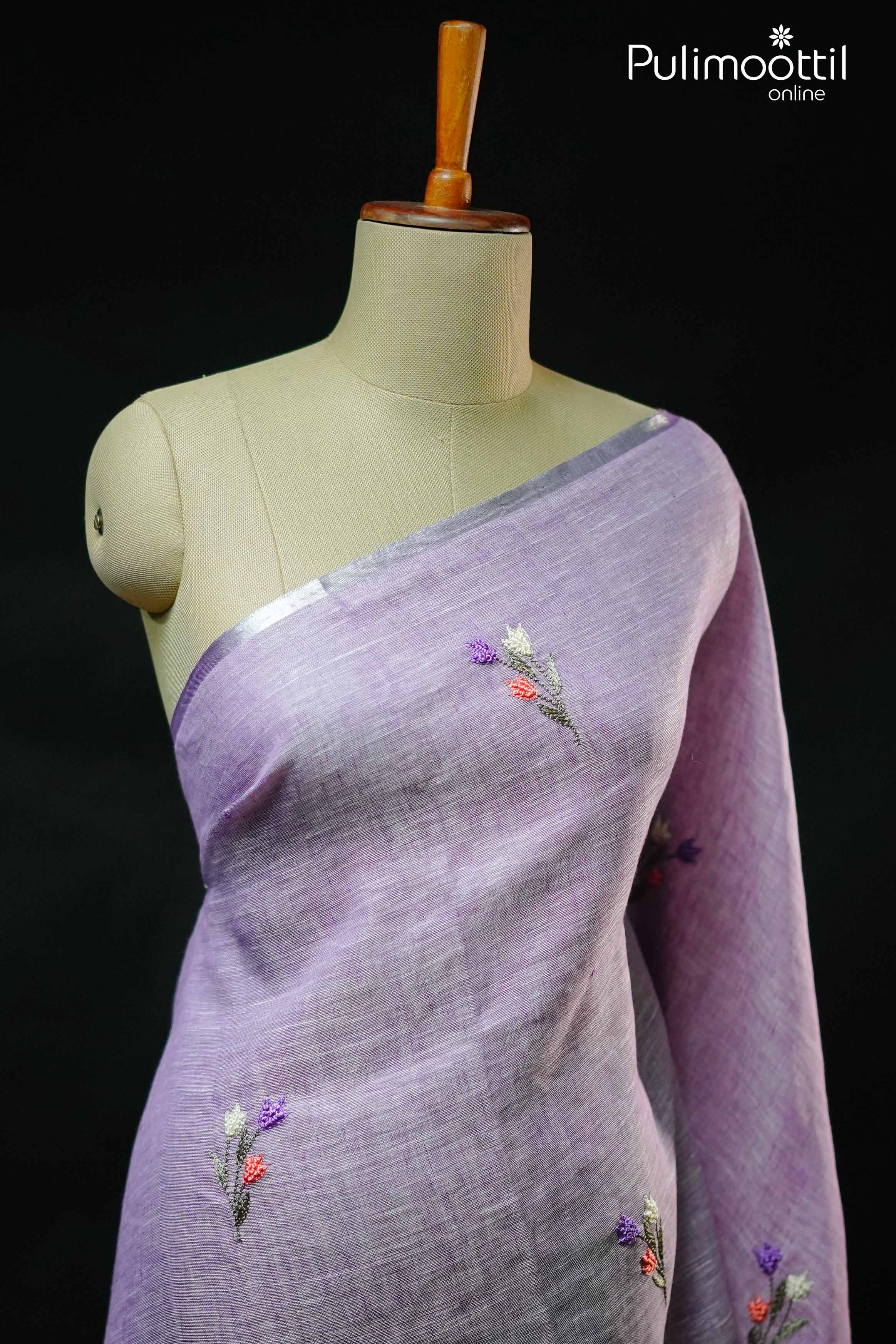 Lavender Colour Linan Saree.