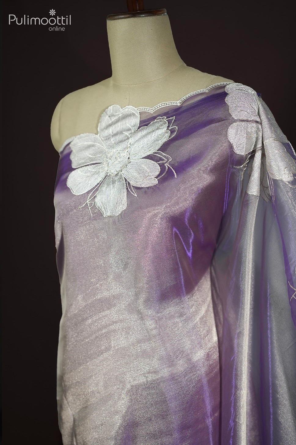 Violet Colour Shimmer Organza Saree