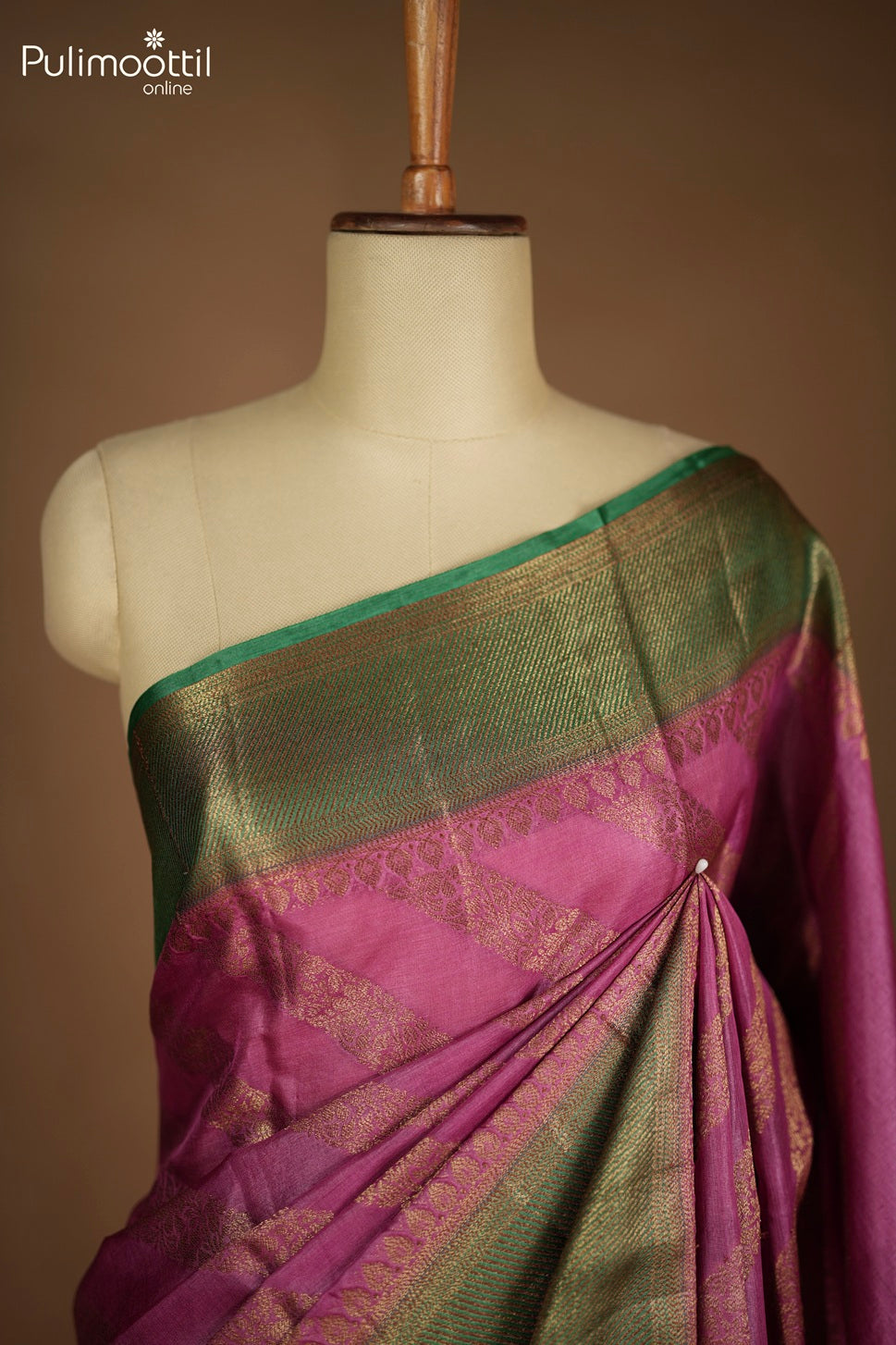 Onion Pink Colour Tussar Silk Saree