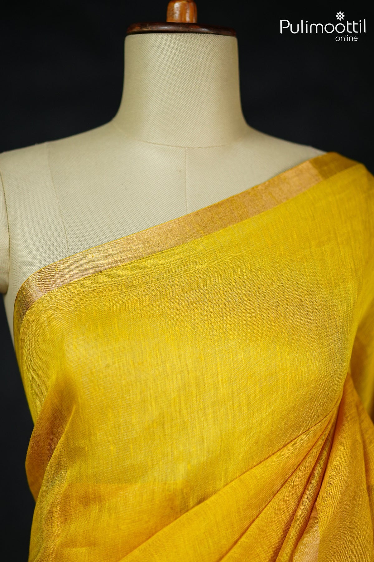 Yellow Colour Linen Saree