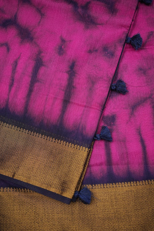 Multi Shade Semi Jute Saree With Contrast Border.