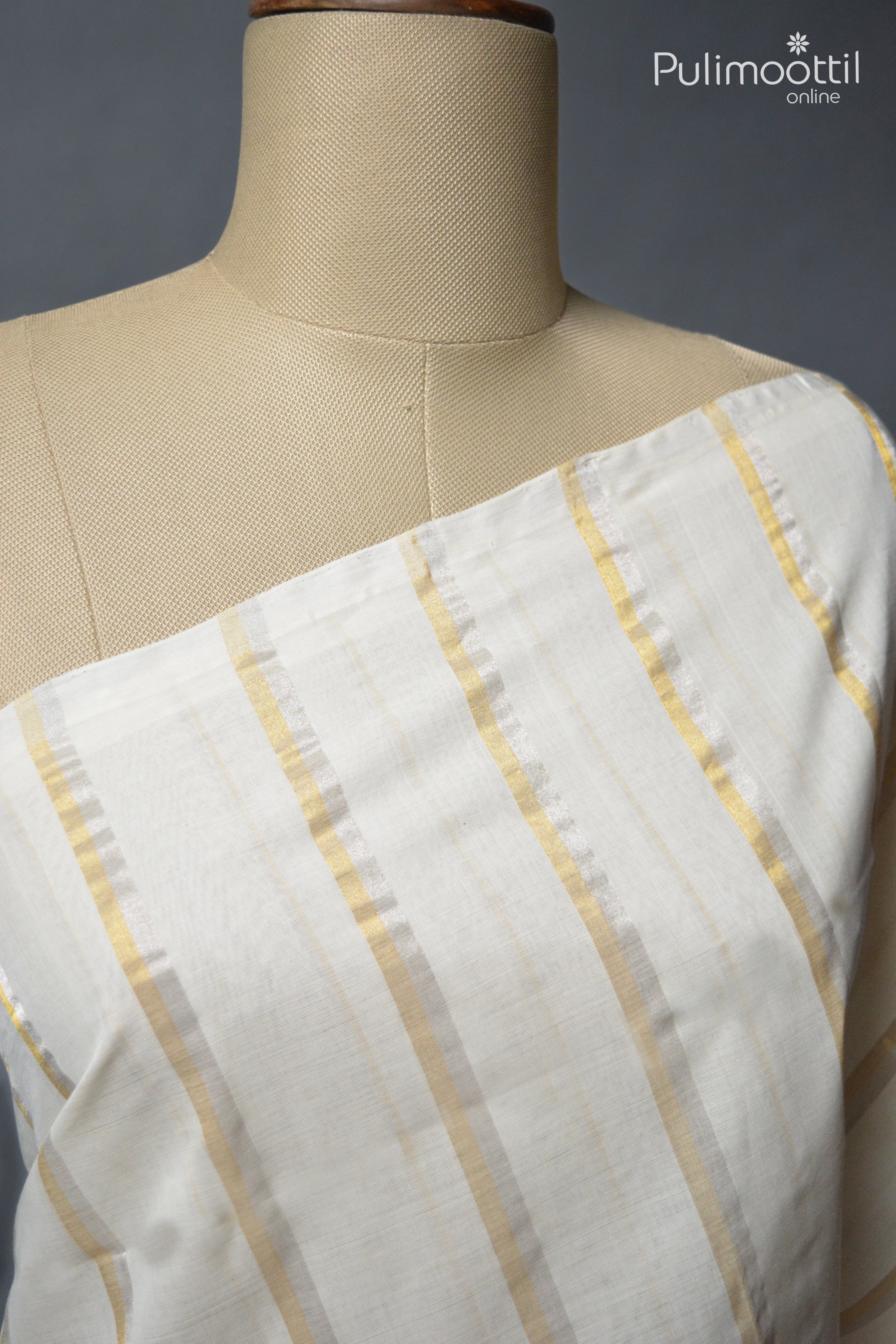 Cream colour Cotton Handloom Saree