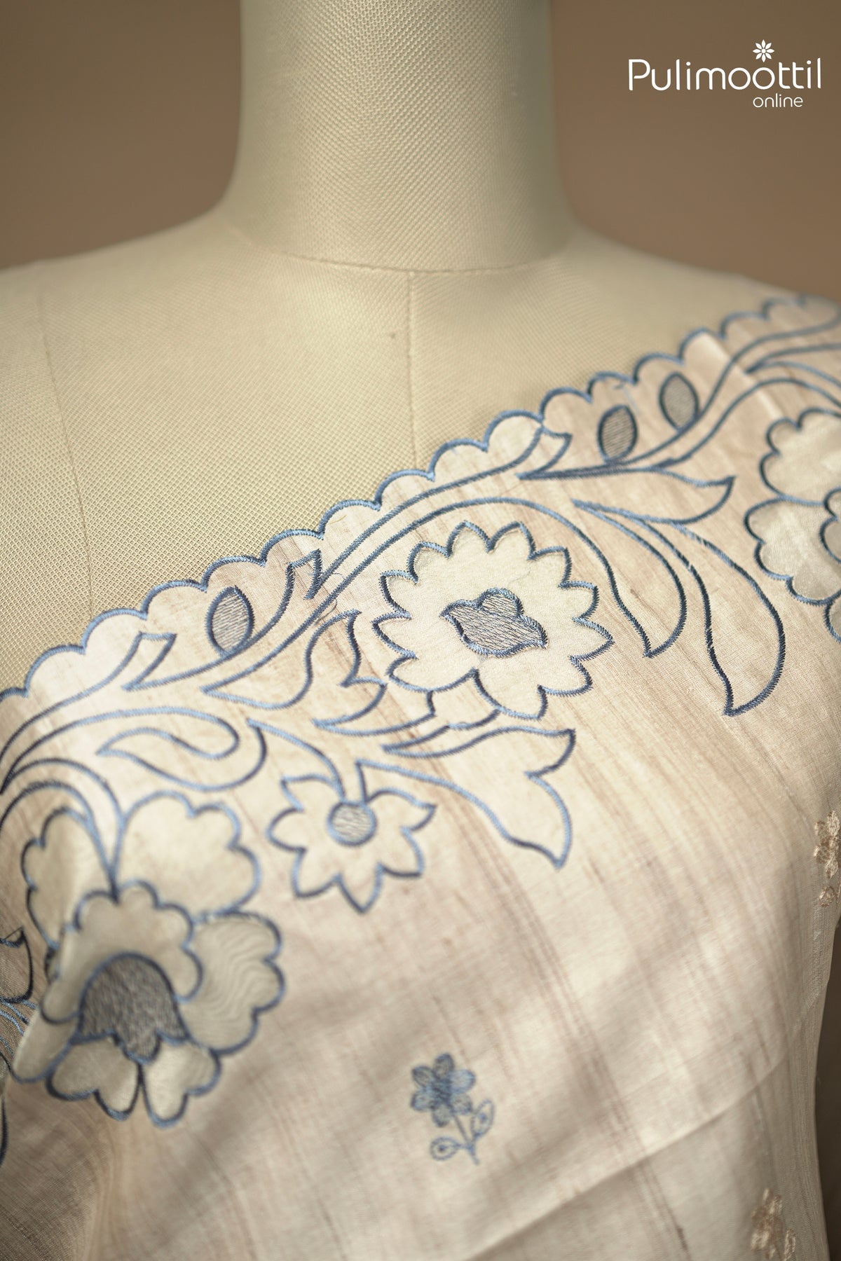 Ivory Colour Tussar Silk Saree