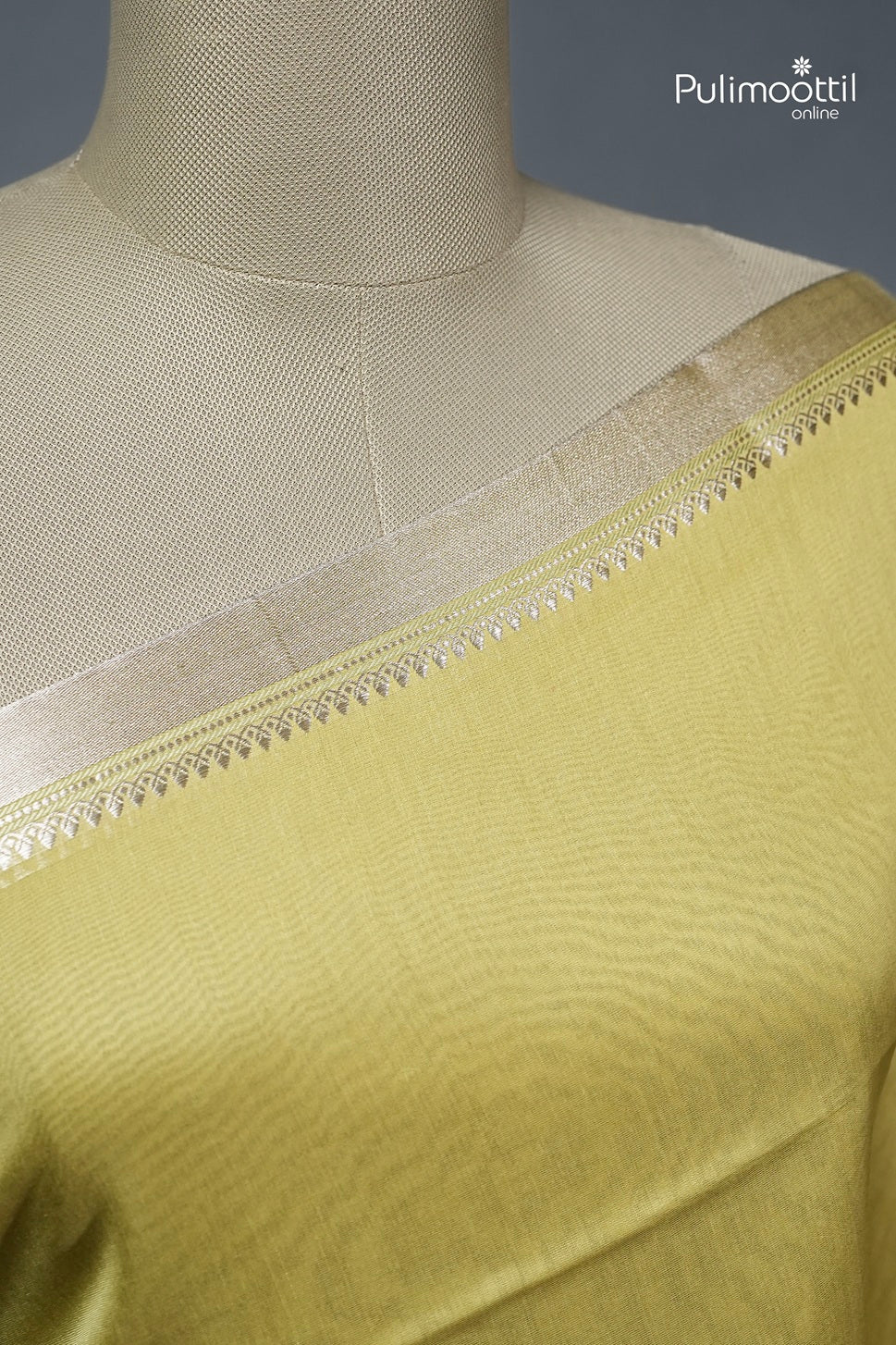 Light Olive Colour Semi Chanderi Saree