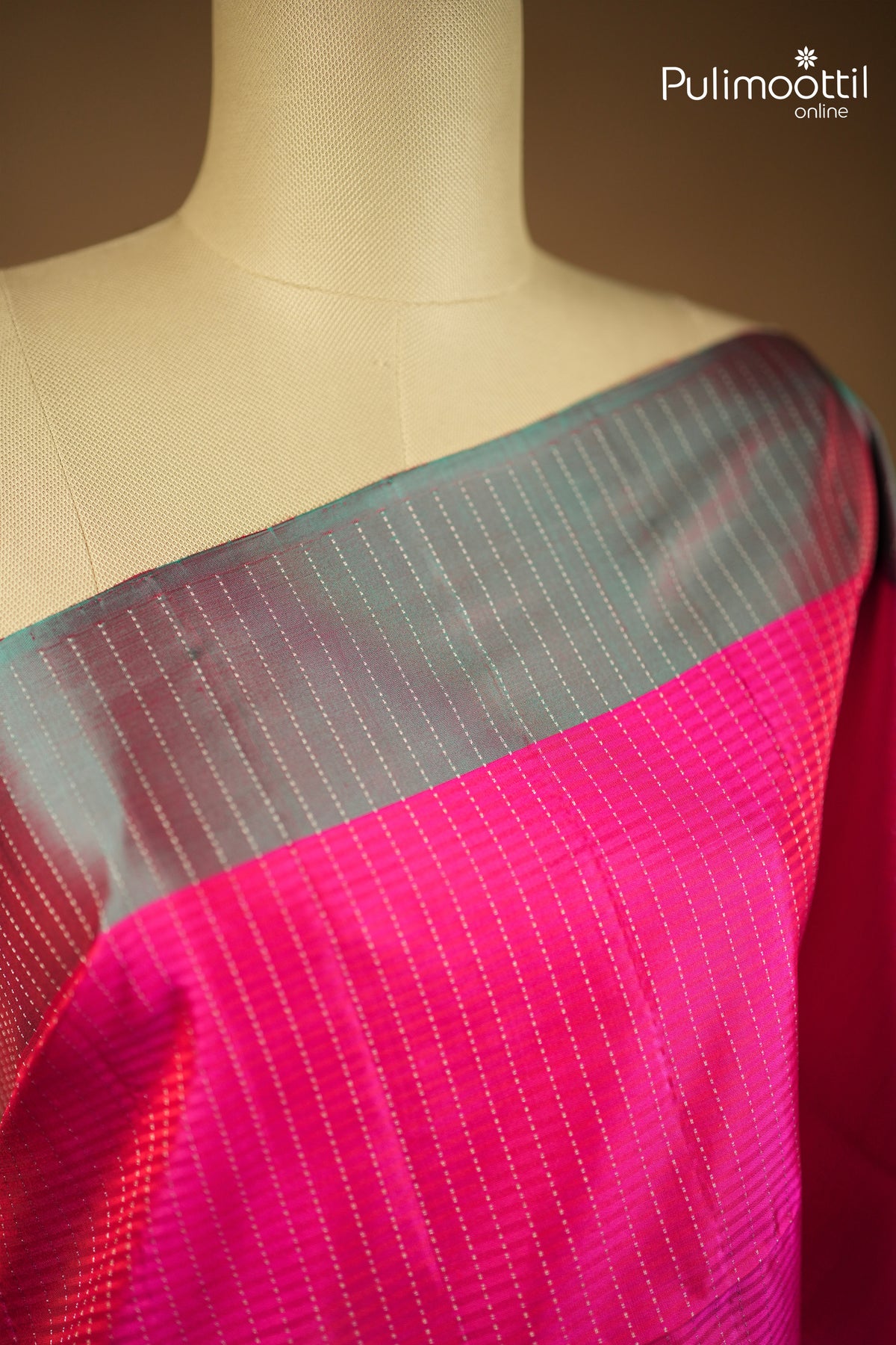 Rani Pink colour Kanchipuram Soft Silk Saree