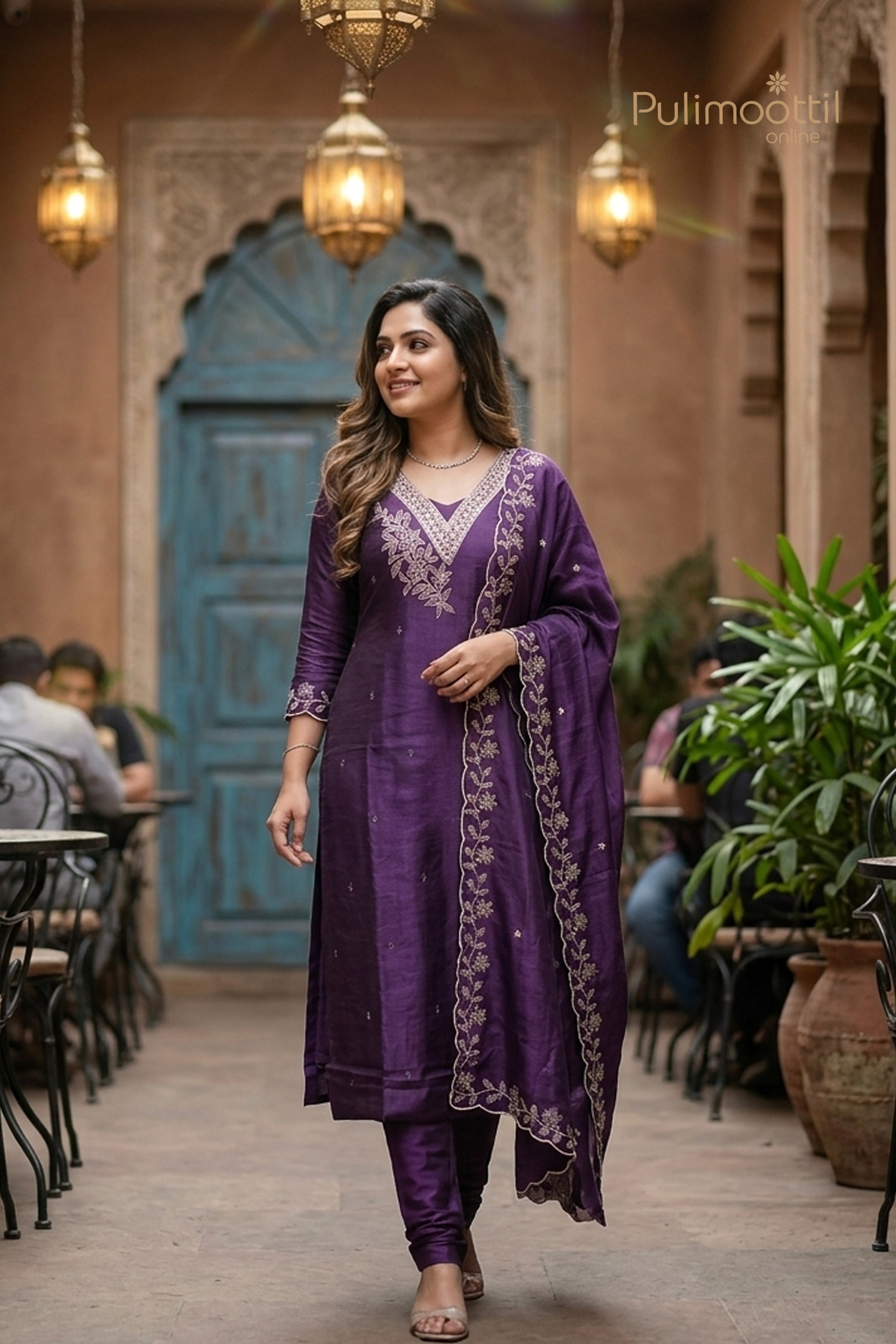DARK VIOLET CHIFFON UNSTITCHED SALWAR SET