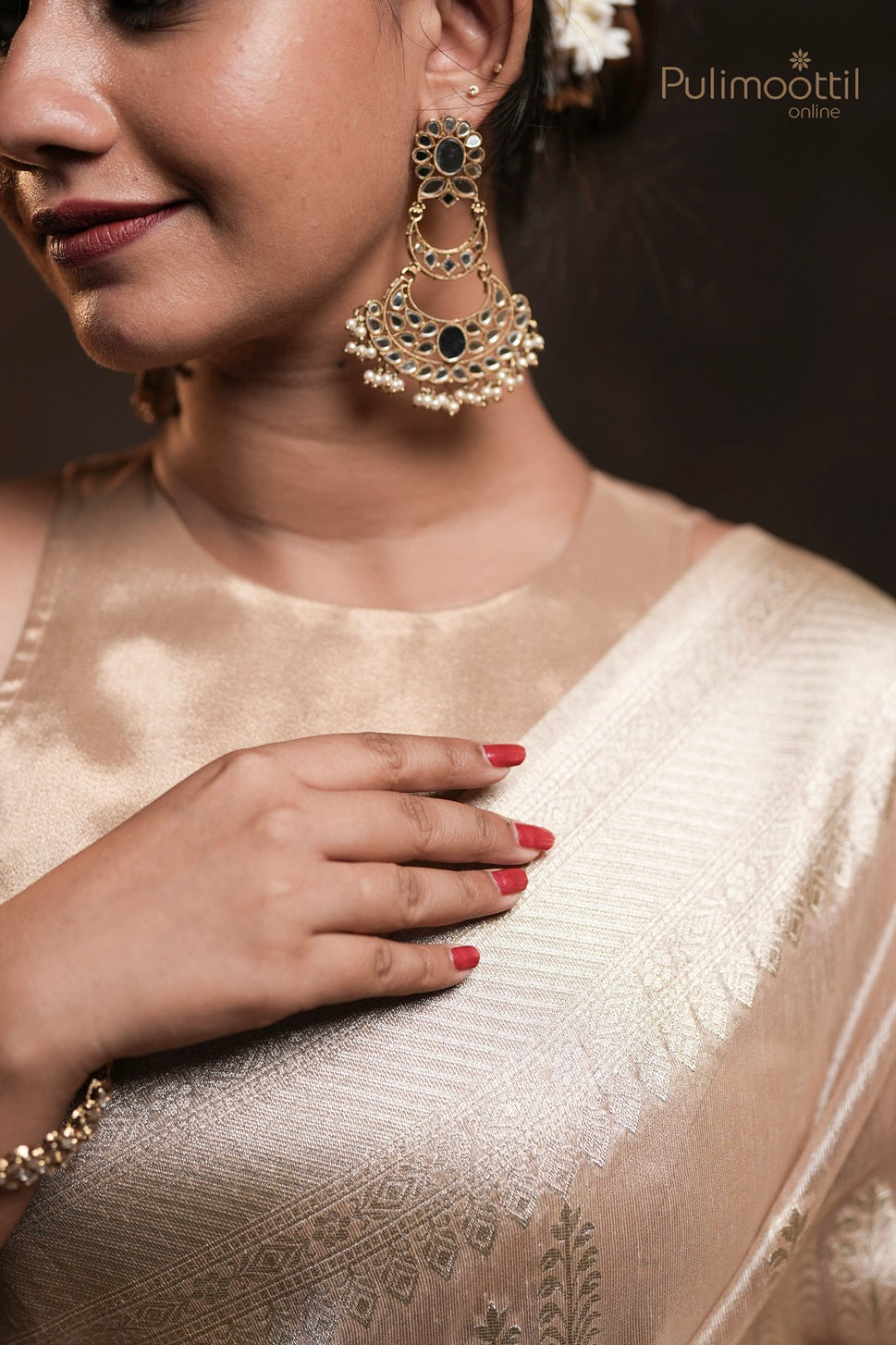 Light Peach Colour Tissue Silk Saree.