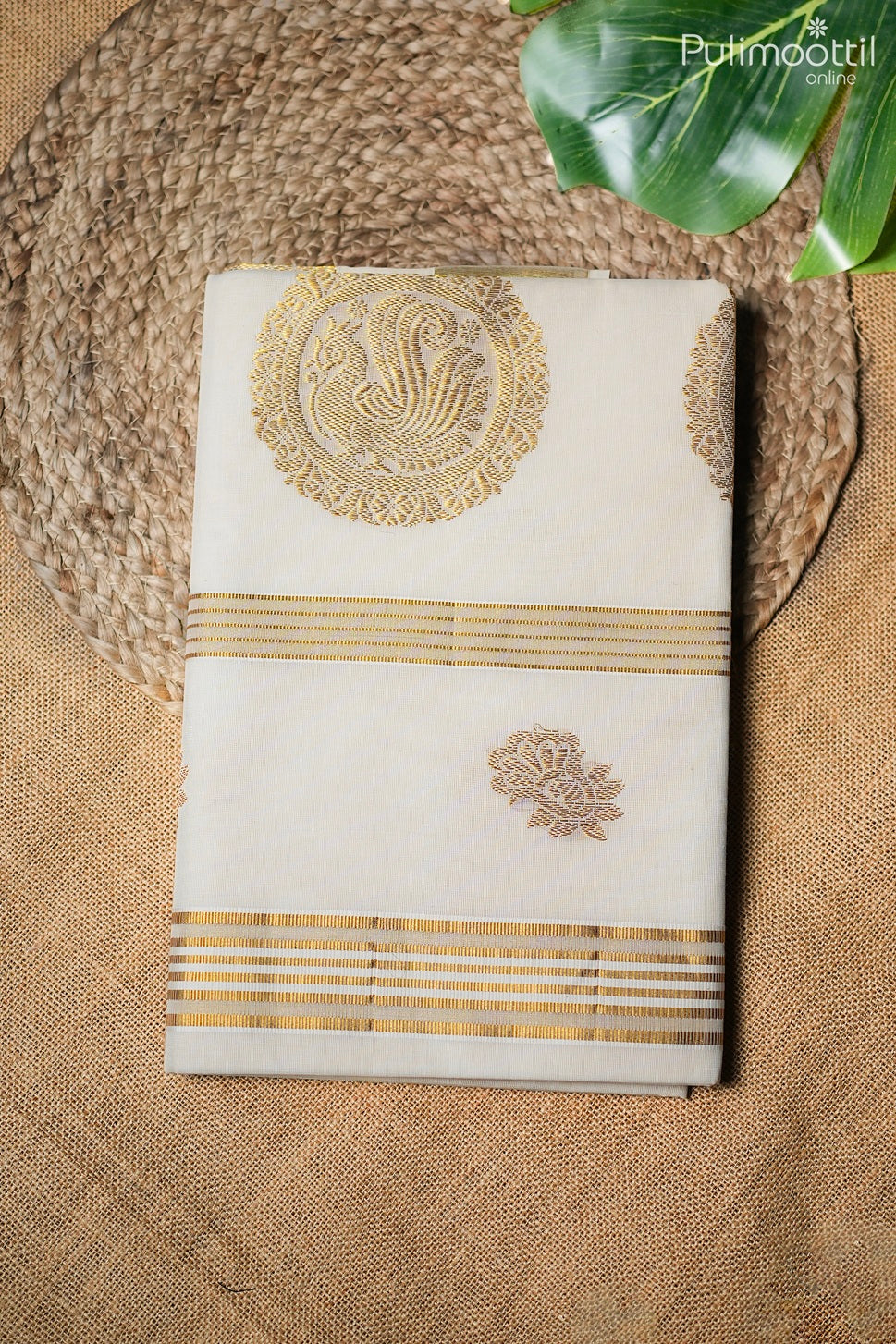 Off white color Kerala traditional set saree