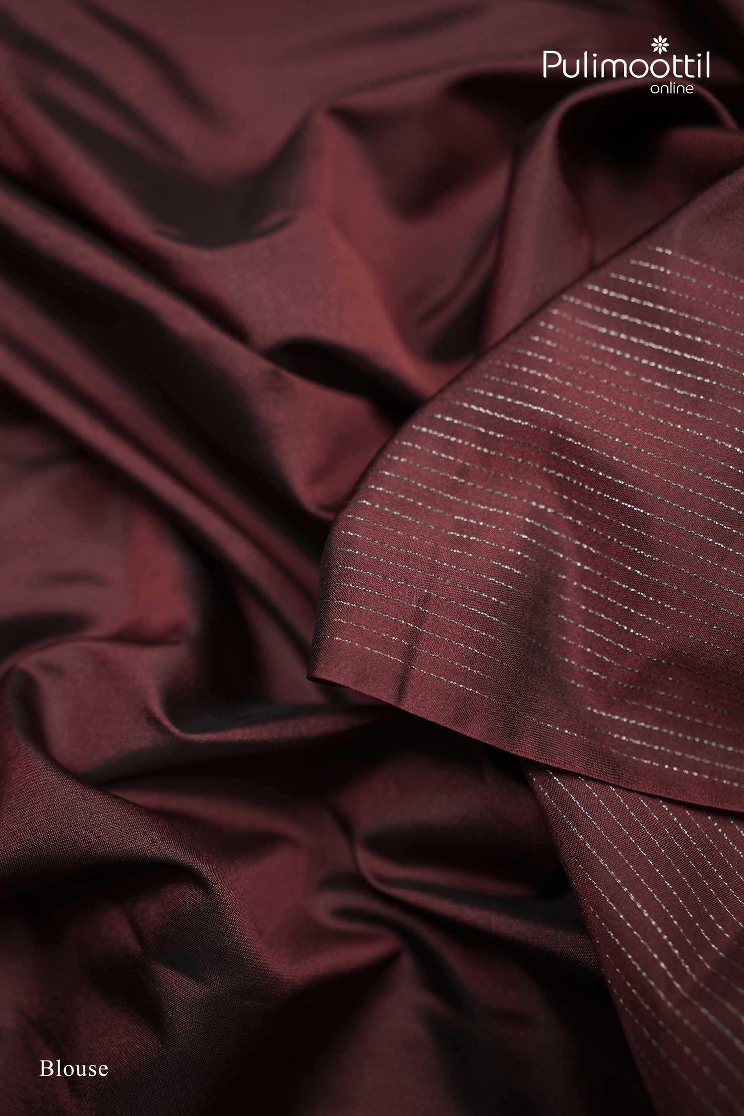 Grey With Maroon Border Semi Silk Saree.