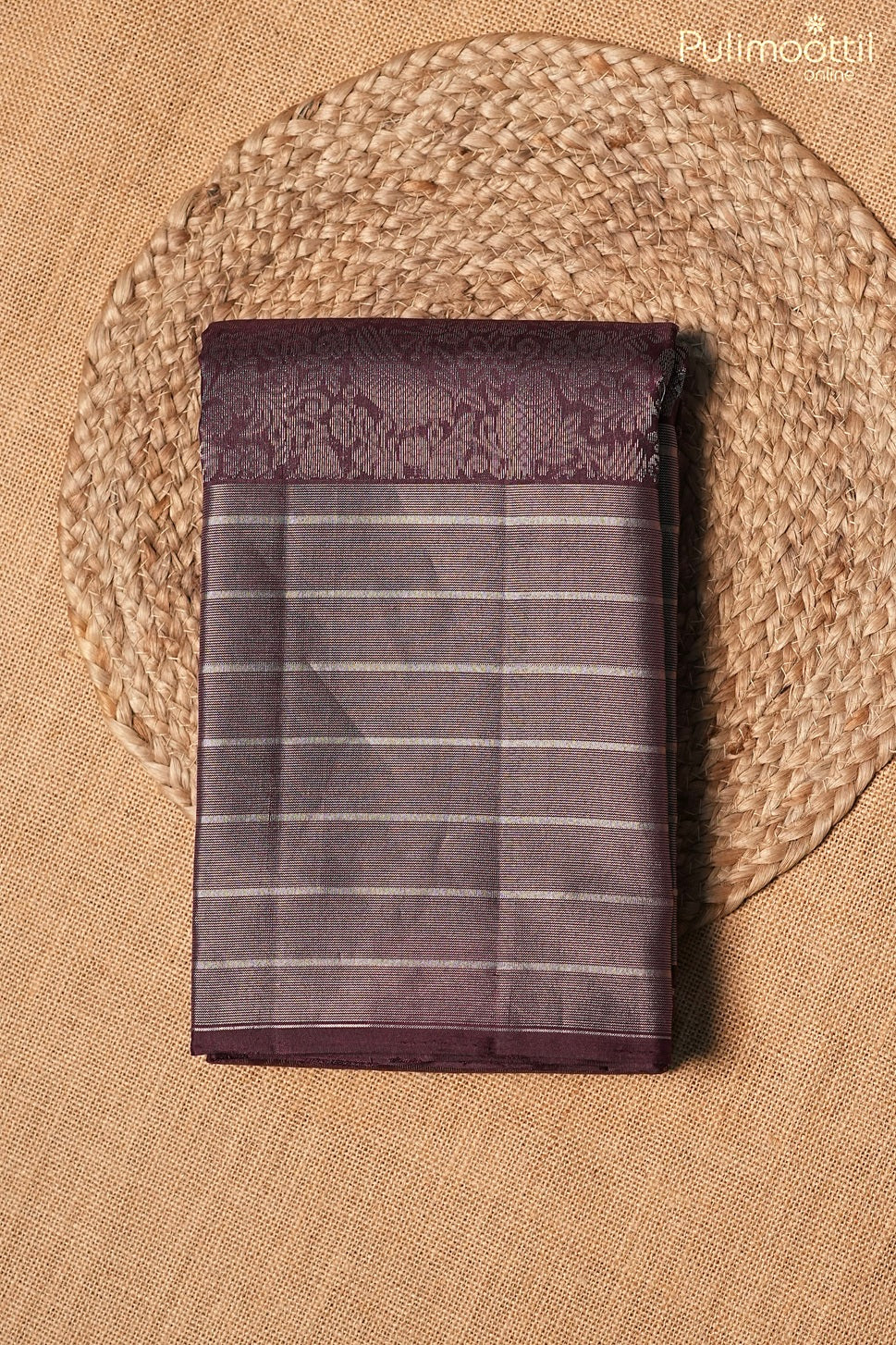 Dark purple color Kanchipuram designer saree