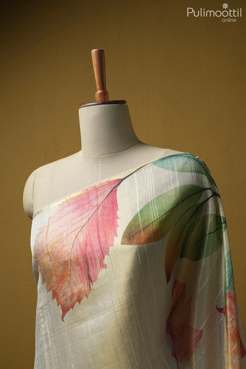 Kerala traditional golden tissue semi jute saree