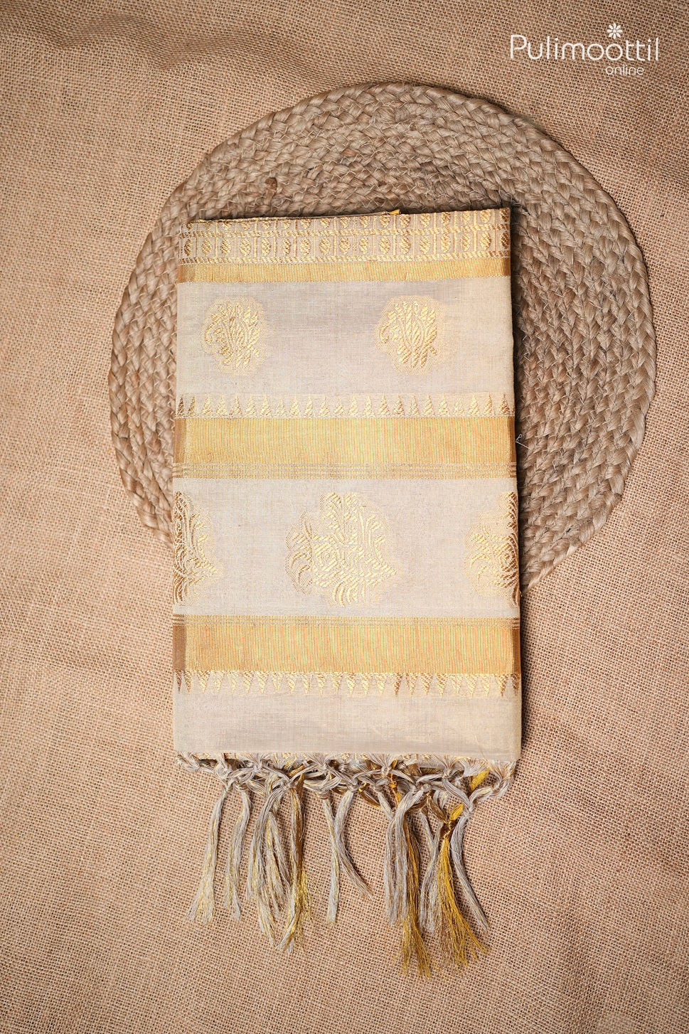 Kerala traditional golden tissue set saree