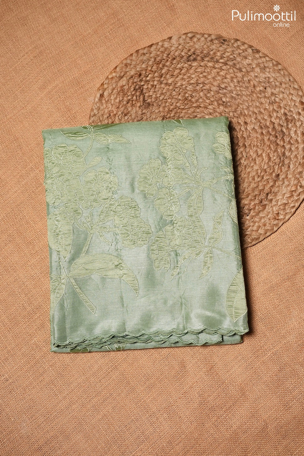 Pista green color Tussar silk saree
