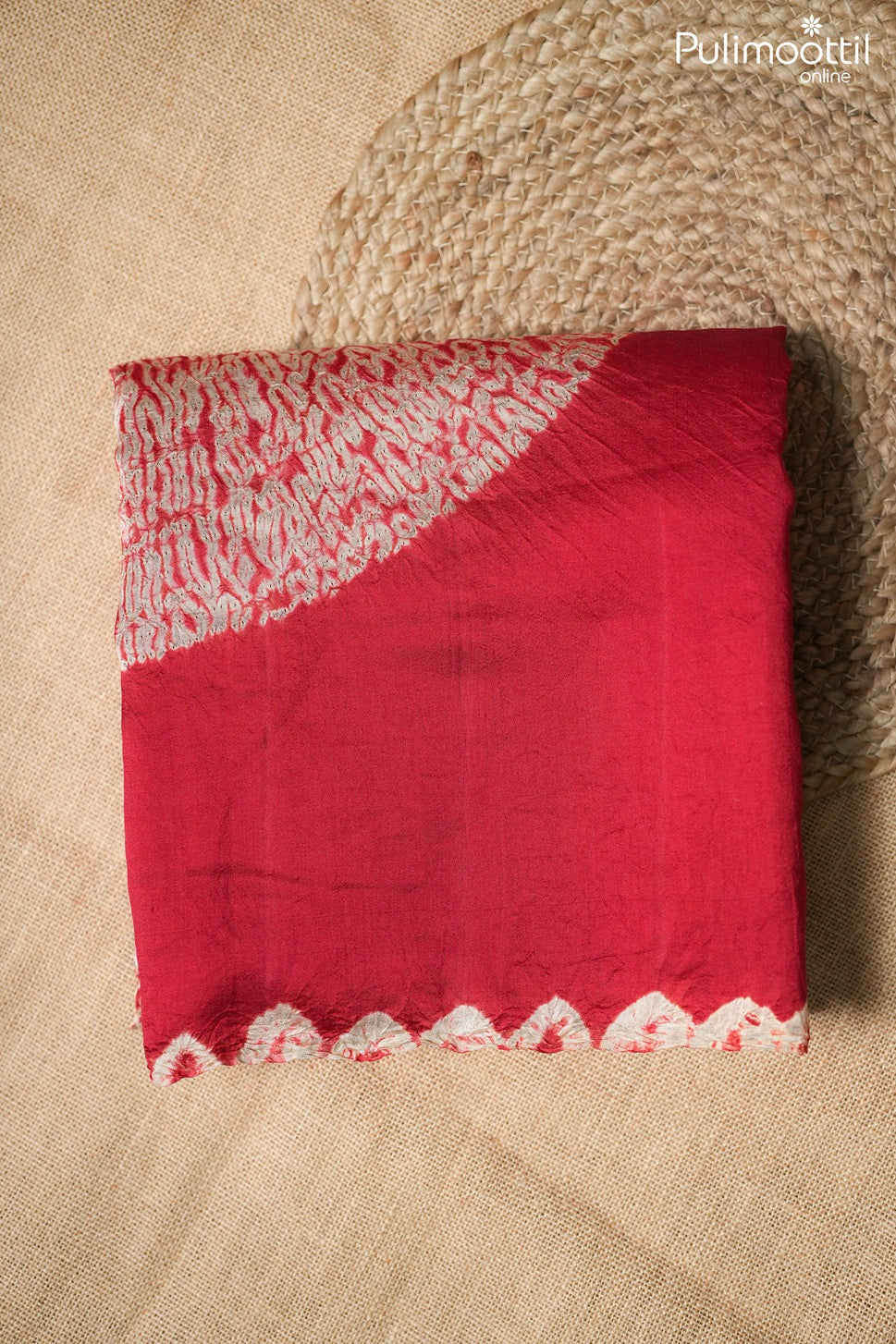 Red color Kora Chiniya silk saree