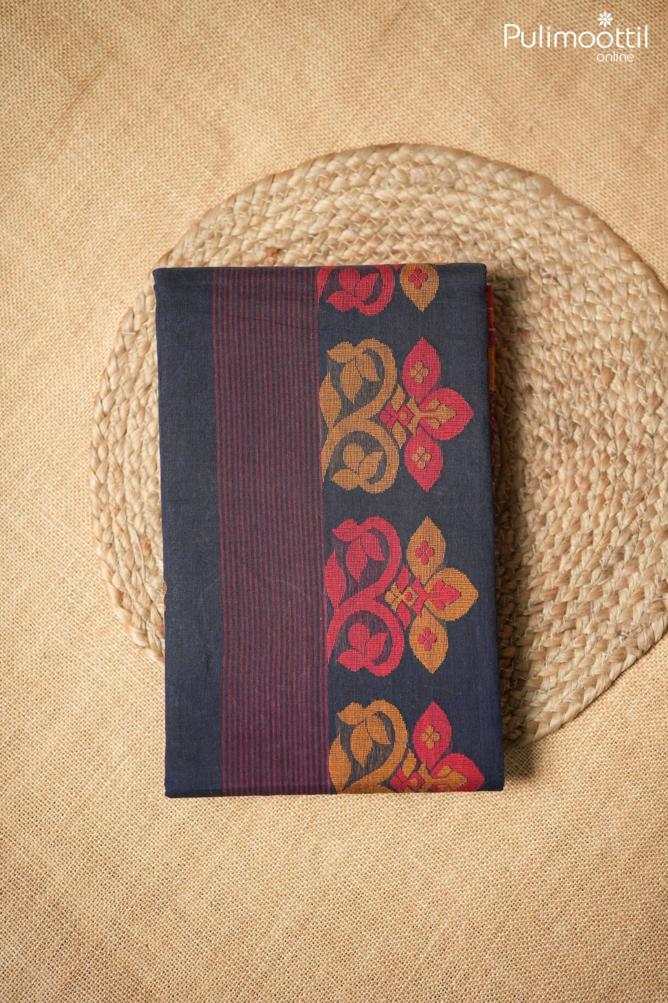 Dark blue color Dhaka cotton saree