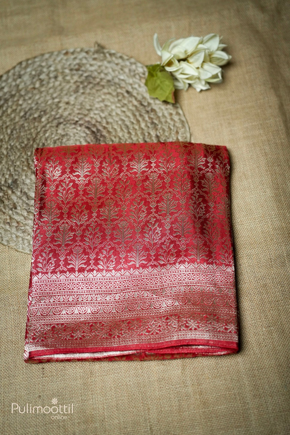 Red color Banarasi saree