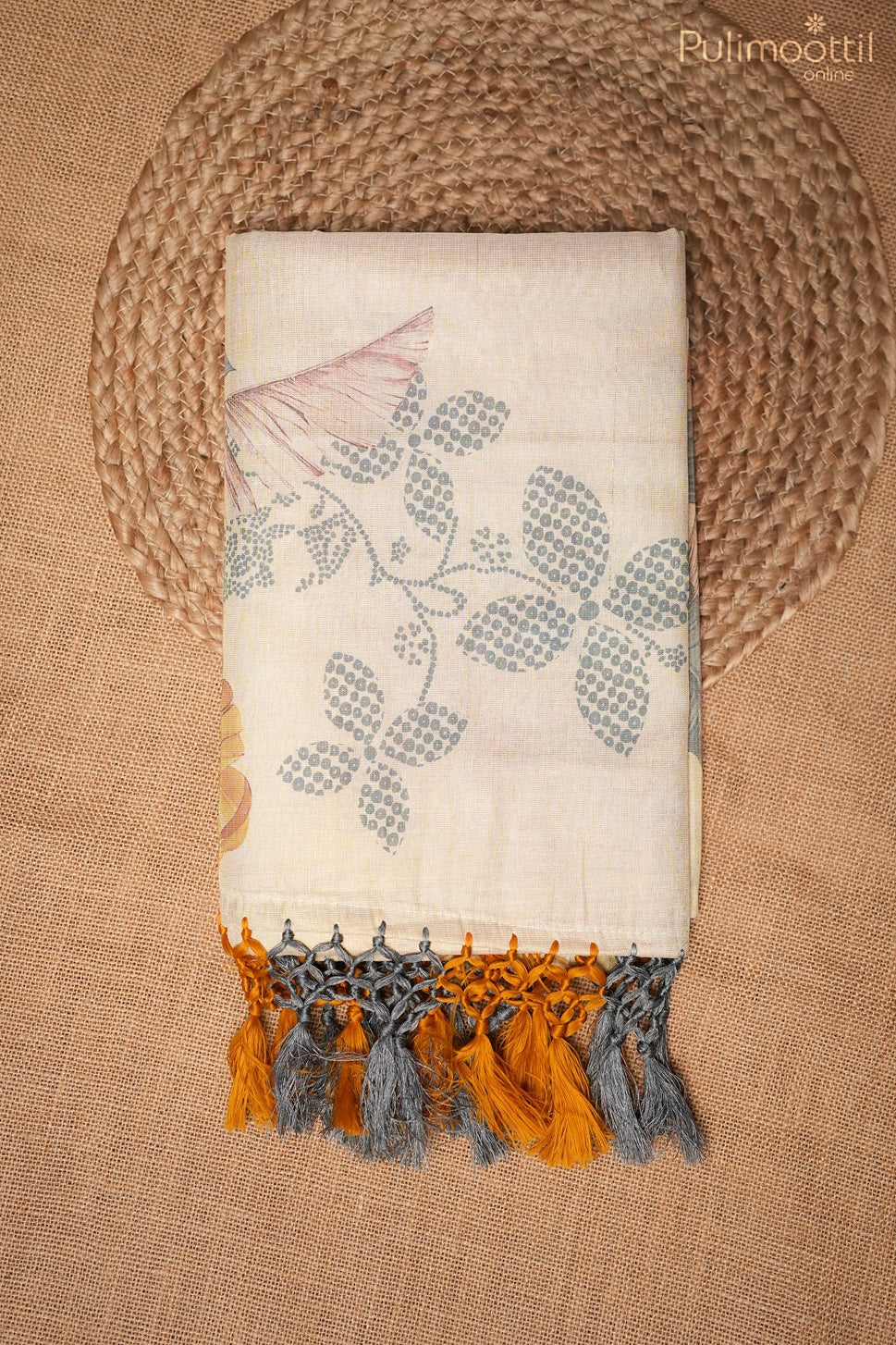 Kerala traditional golden tissue set saree