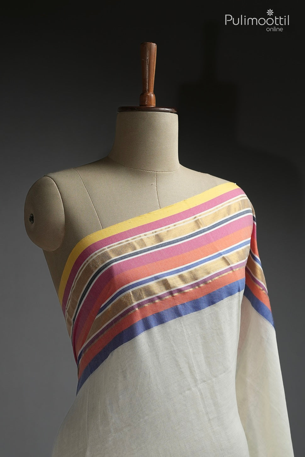 Off-white color Mul Cotton saree