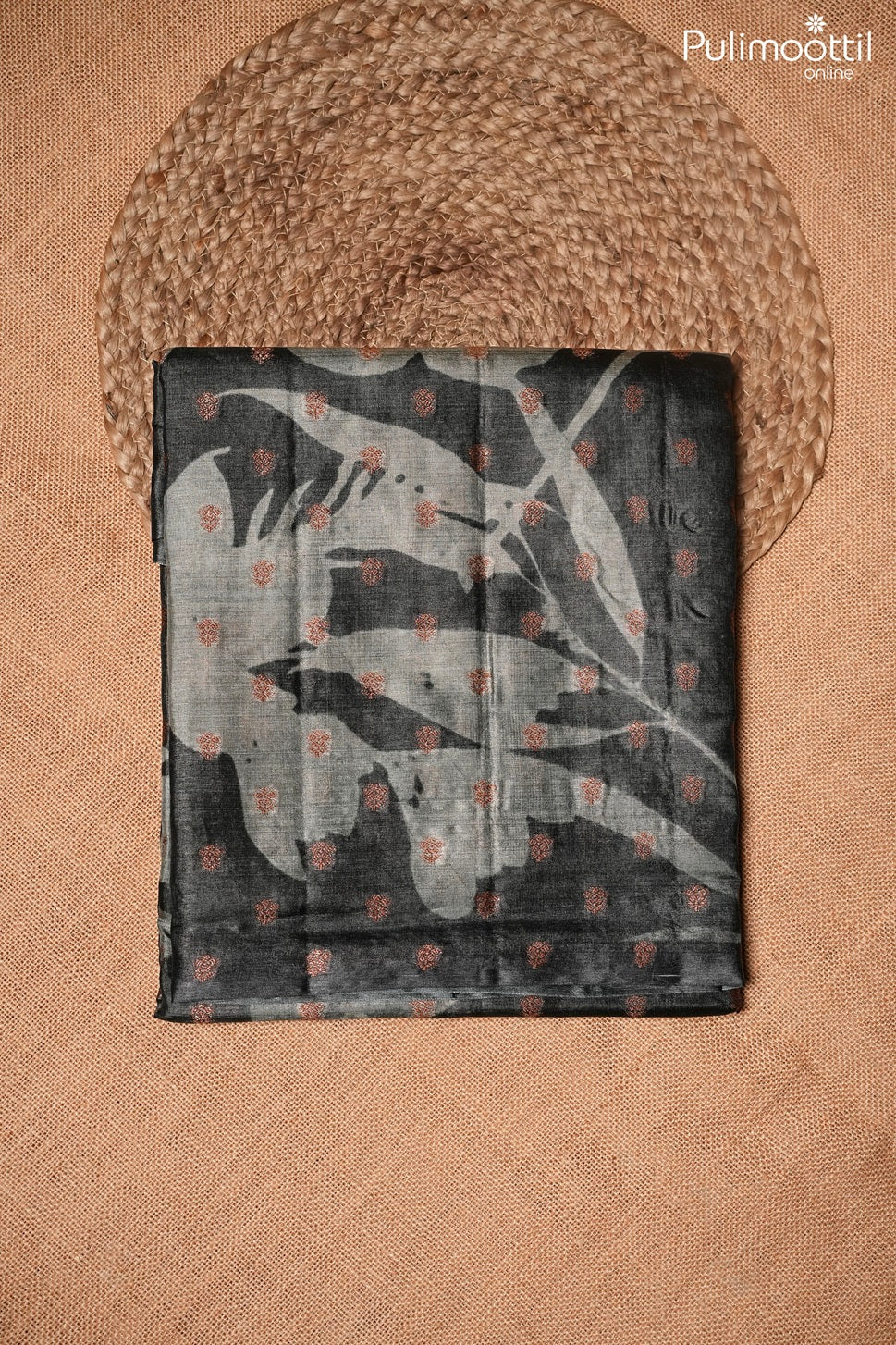 Black color Tussar silk saree