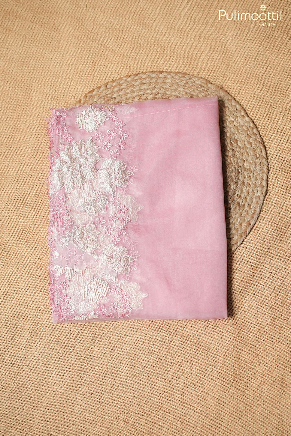 Light pink color organza fancy saree