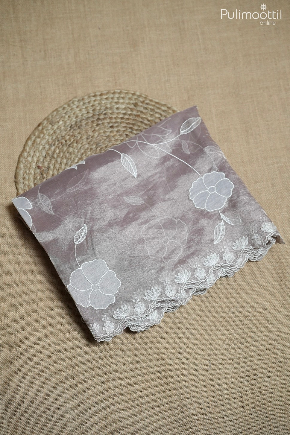 Light mauve color tissue organza fancy saree
