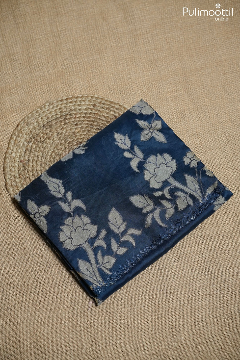 Dark German blue color organza fancy saree