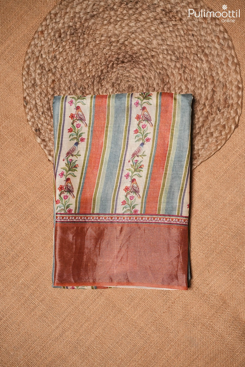 Multi color Tussar silk saree