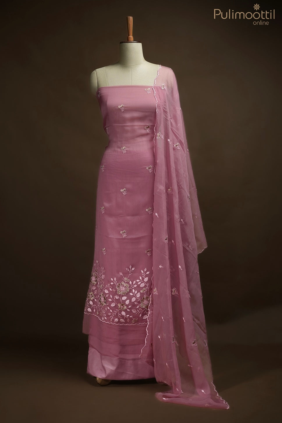 ONION PINK CHIFFON UNSTITCHED SALWAR SET