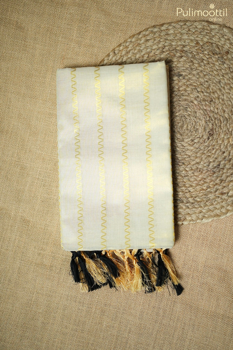 Kerala traditional golden tissue set saree