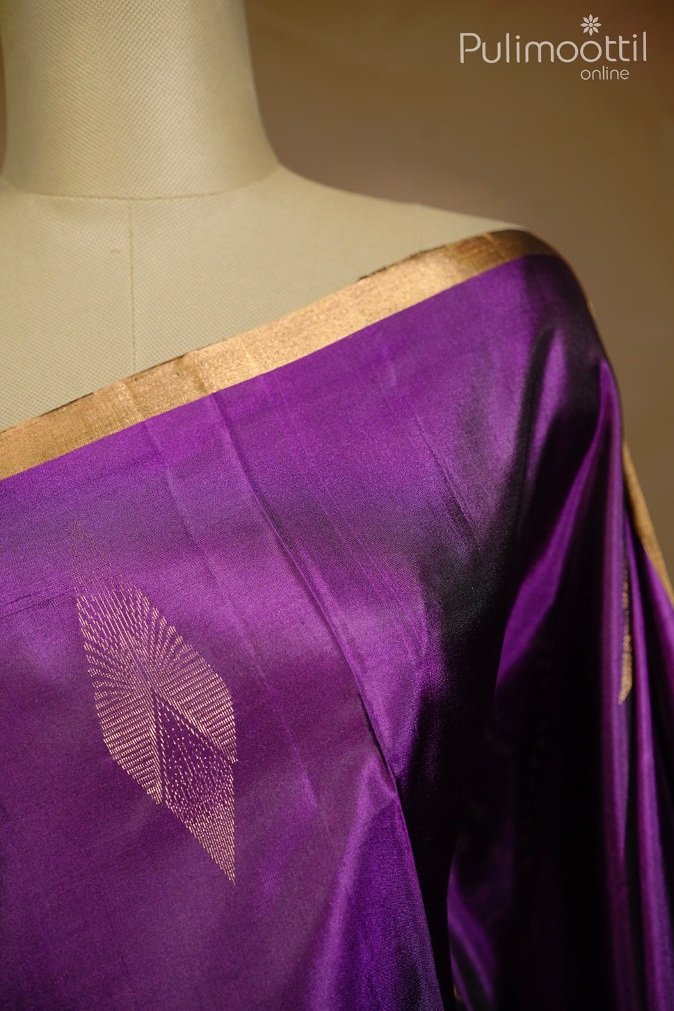 Violet color Kanchipuram soft silk saree