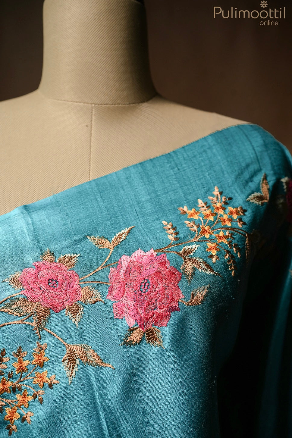 Sky blue color Tussar silk saree