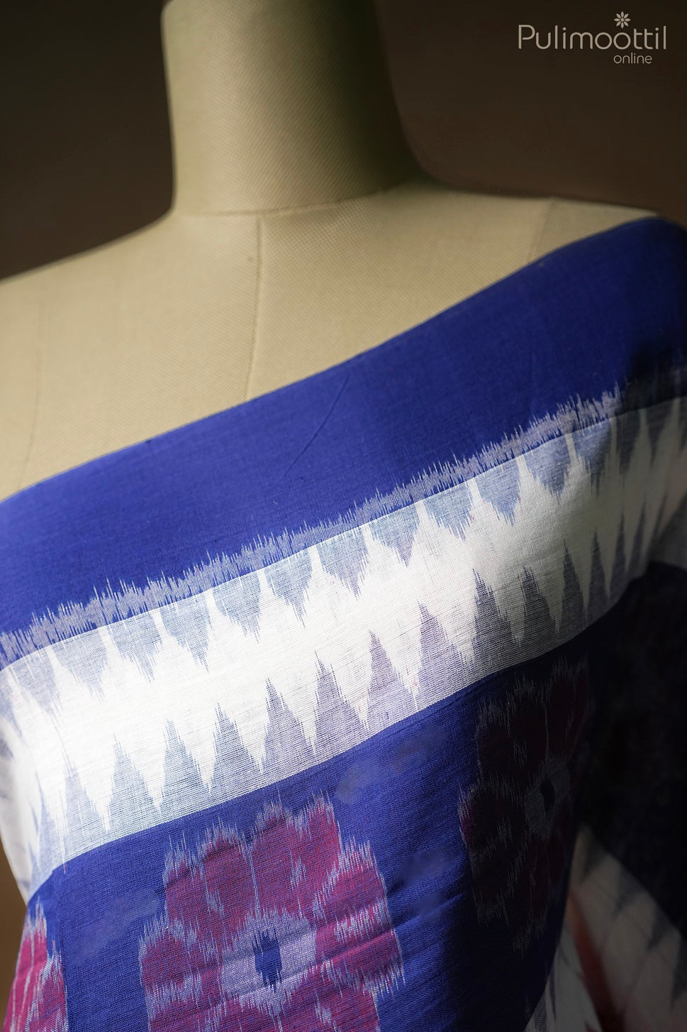 Multi color Ikat printed cotton saree