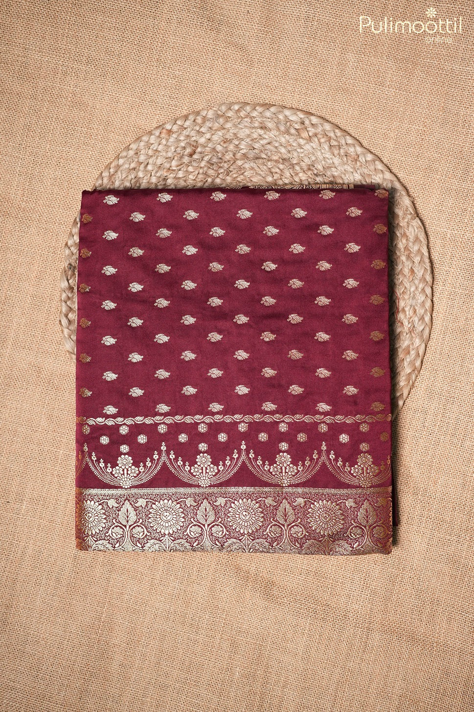 Maroon color Banarasi saree