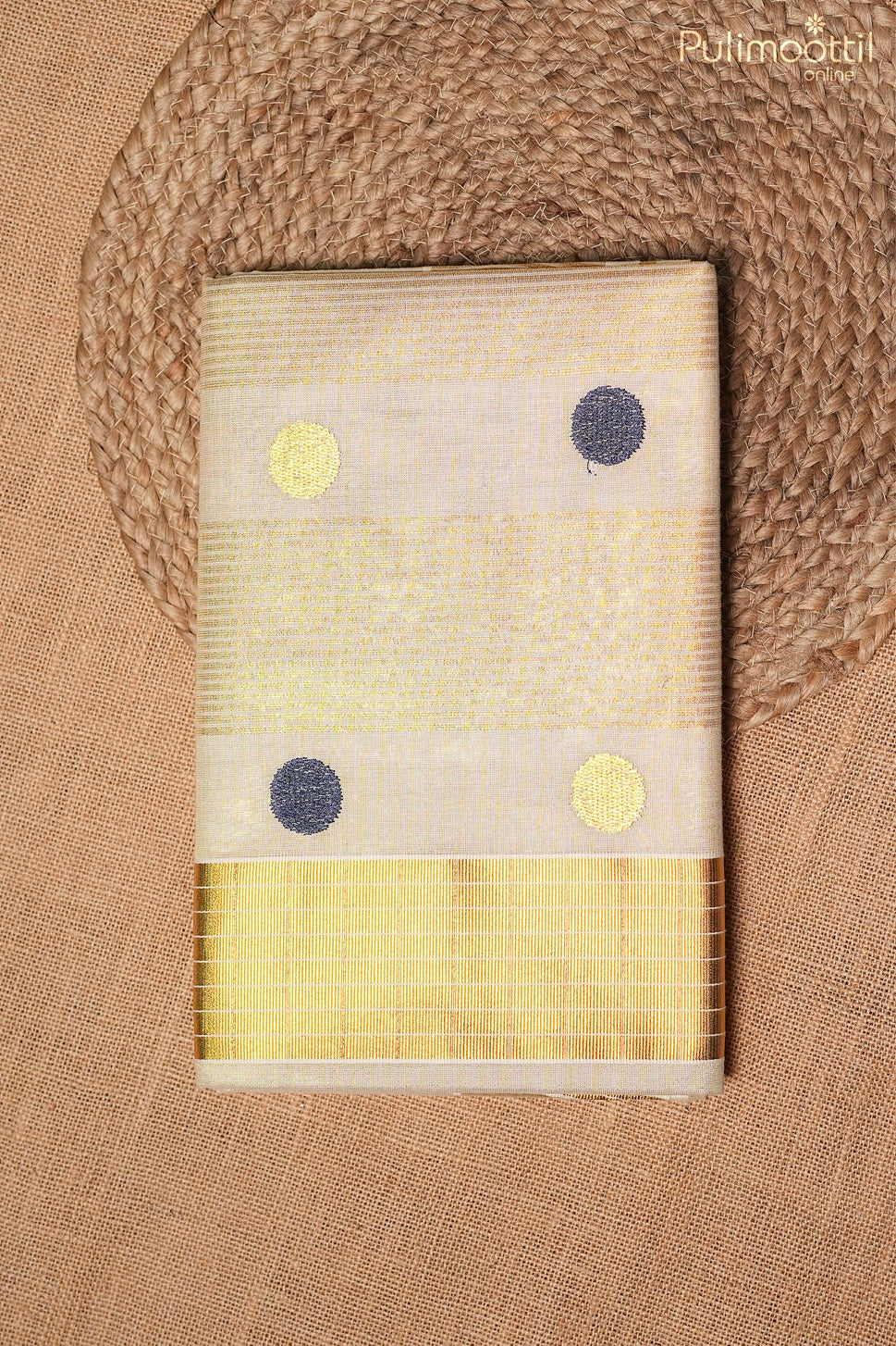 Kerala traditional golden tissue set saree