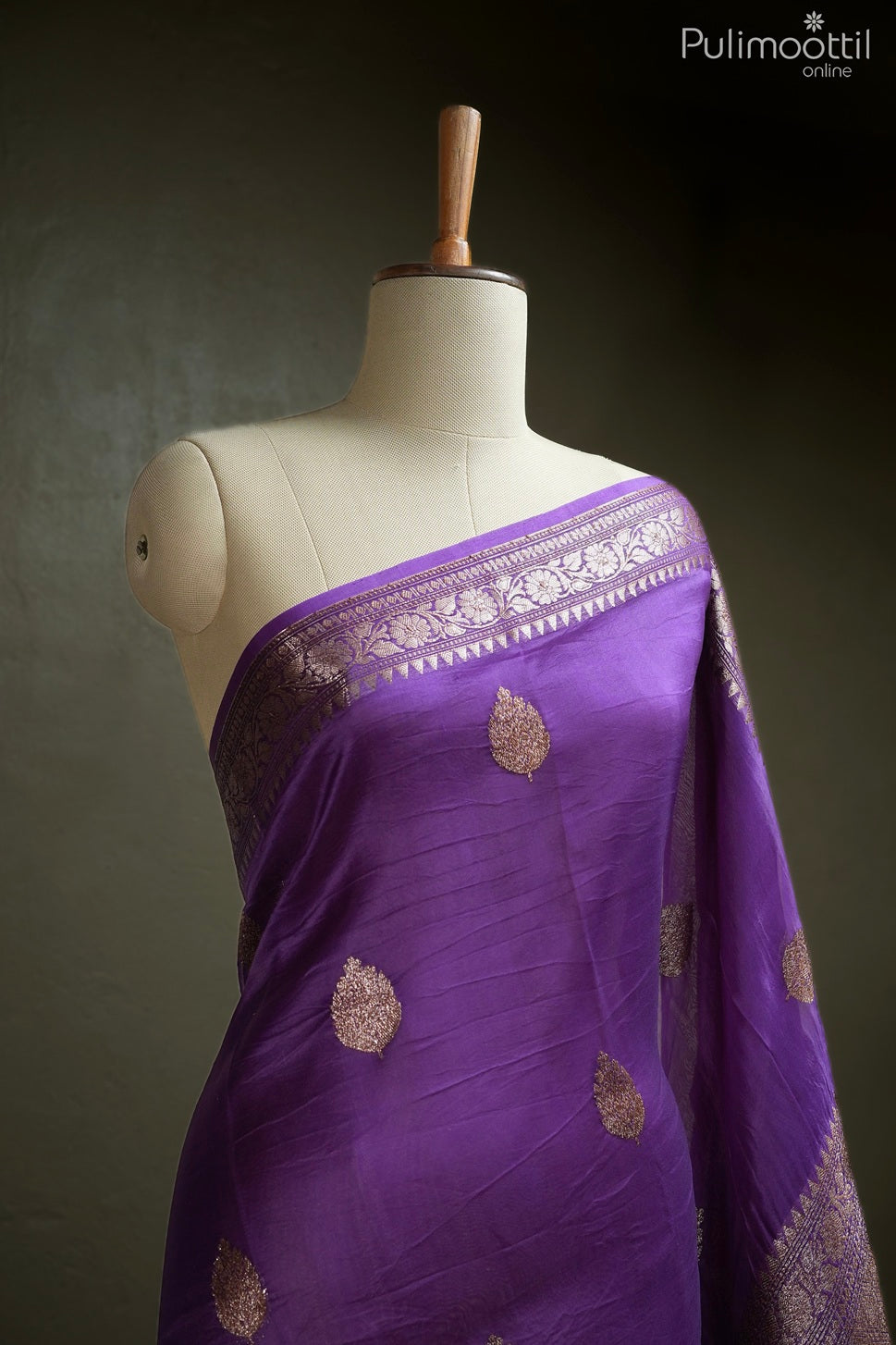 Violet color organza fancy saree