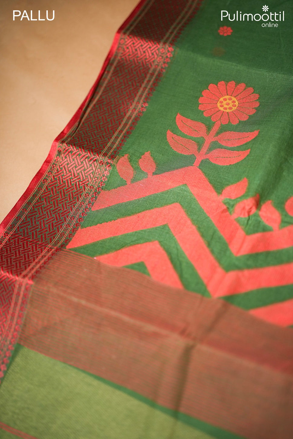 Green color Dhaka cotton saree