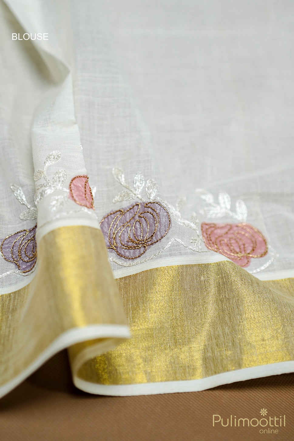 Kerala Cotton Applic Work Set Saree.