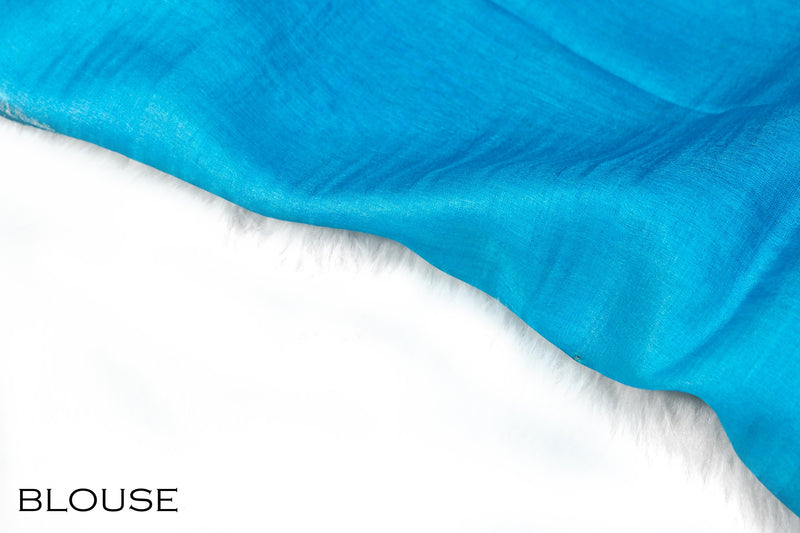 Sky blue color pure Tusser silk saree.