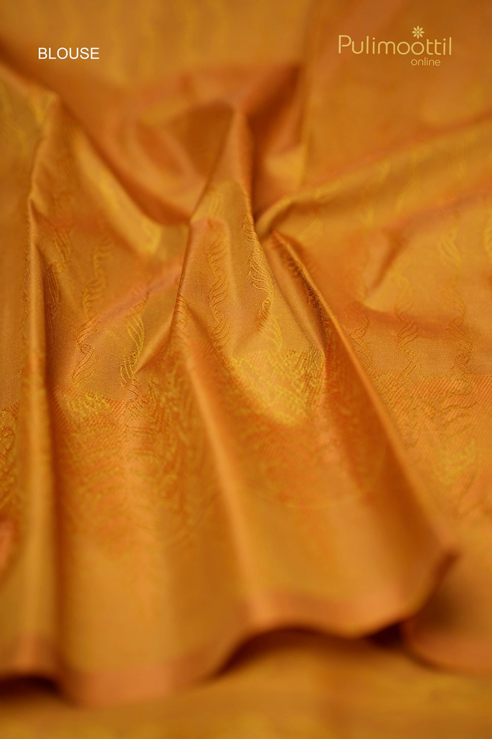 Ochre Colour Self Print Semi Silk Saree.