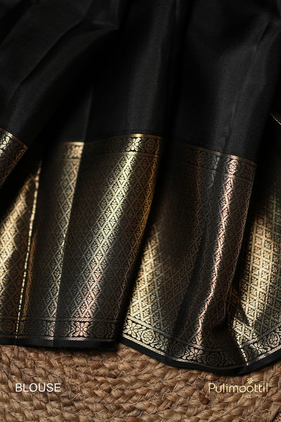 Black Colour Kanchipuram Brocade Wedding Saree