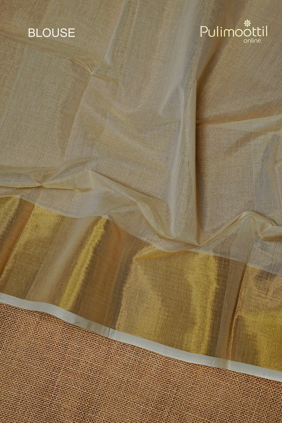 Kerala Traditional Golden Tissue Polka Dots Handloom Set Saree