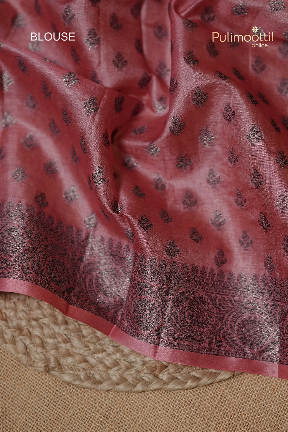 Pink Peach Colour Tussar Silk Saree