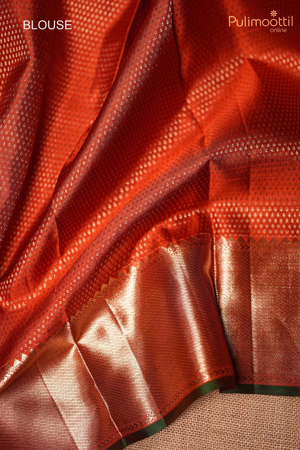 Burnt Orange Colour Kanchipuram Brocade Wedding Saree