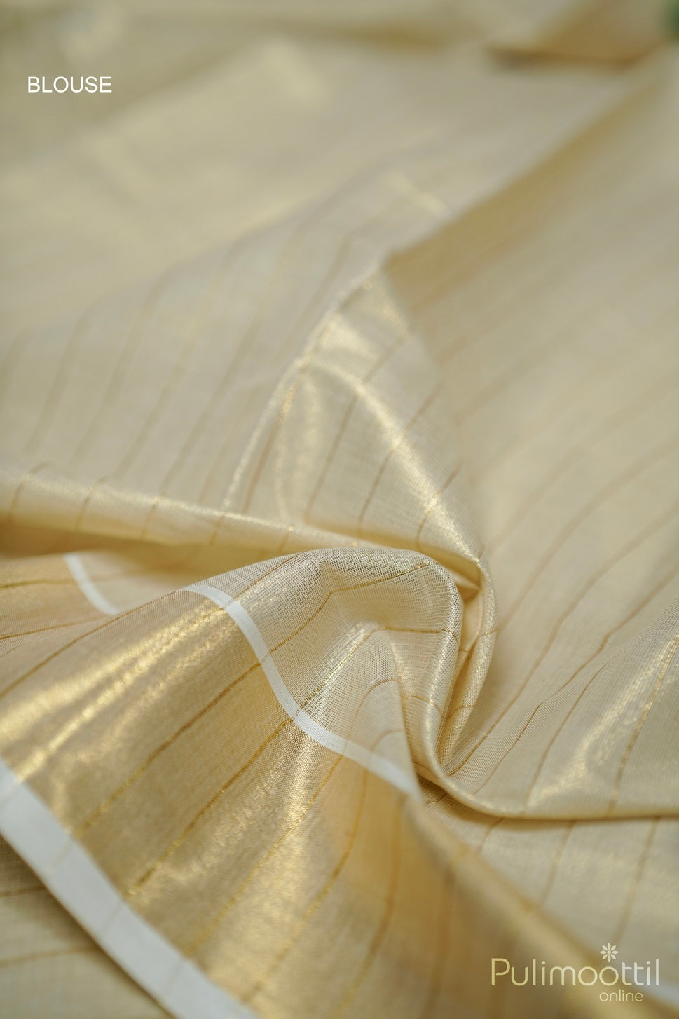 Kerala Golden Tissue Polka Dot Set Saree.